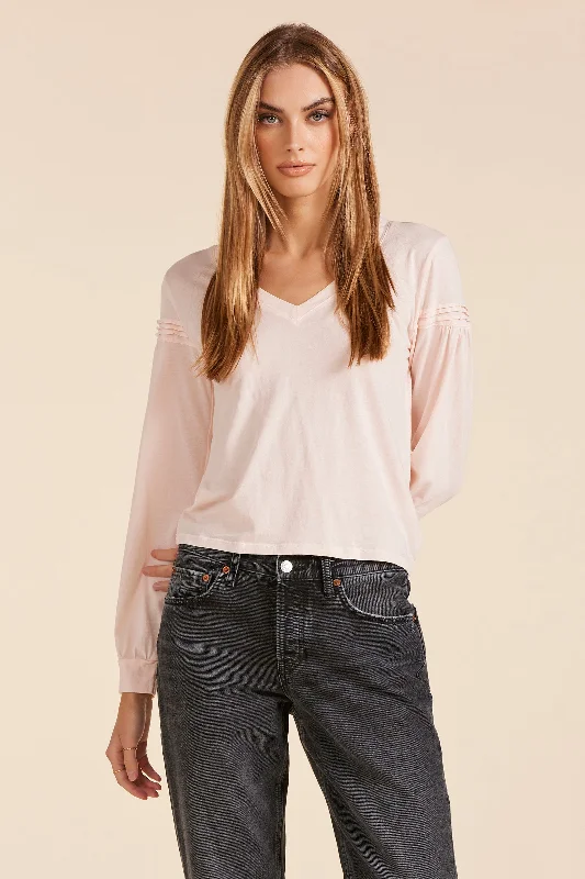 Women's Blouse with Square NeckPINTUCK DETAIL TEE