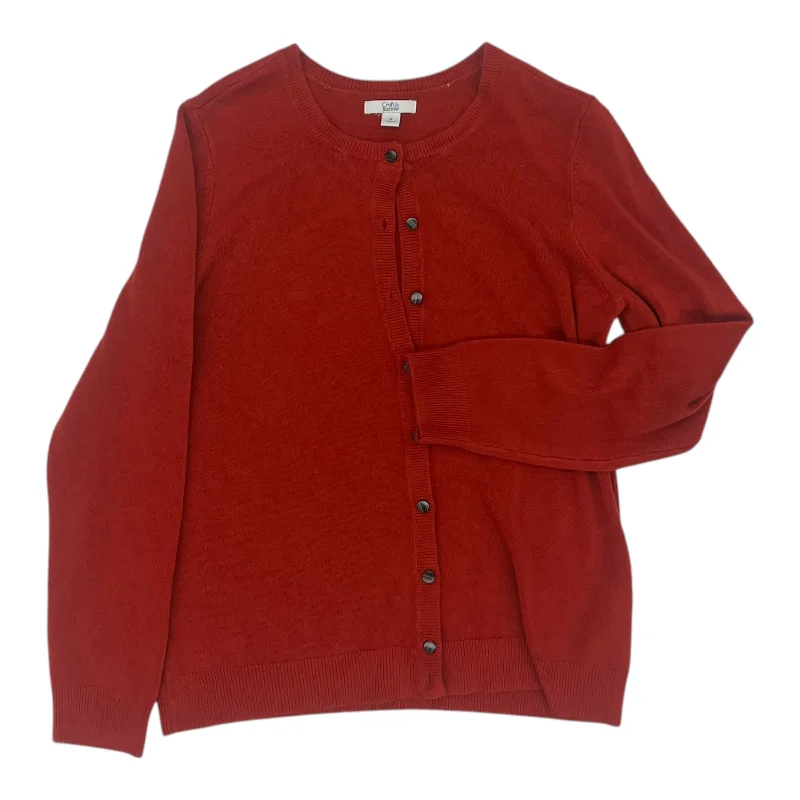 Women's Gathered SweatersCardigan By Croft And Barrow In Red, Size:M