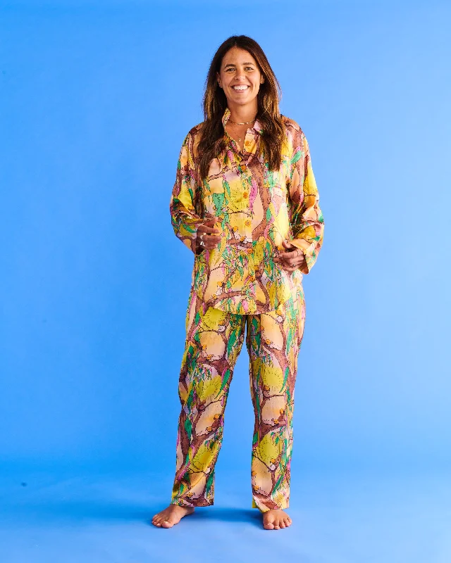 women's pajamas for those who cherish their bedtime routinesKip&Co x May Gibbs Sunrise Delight Satin Long Sleeve Shirt & Pant Pyjama Set