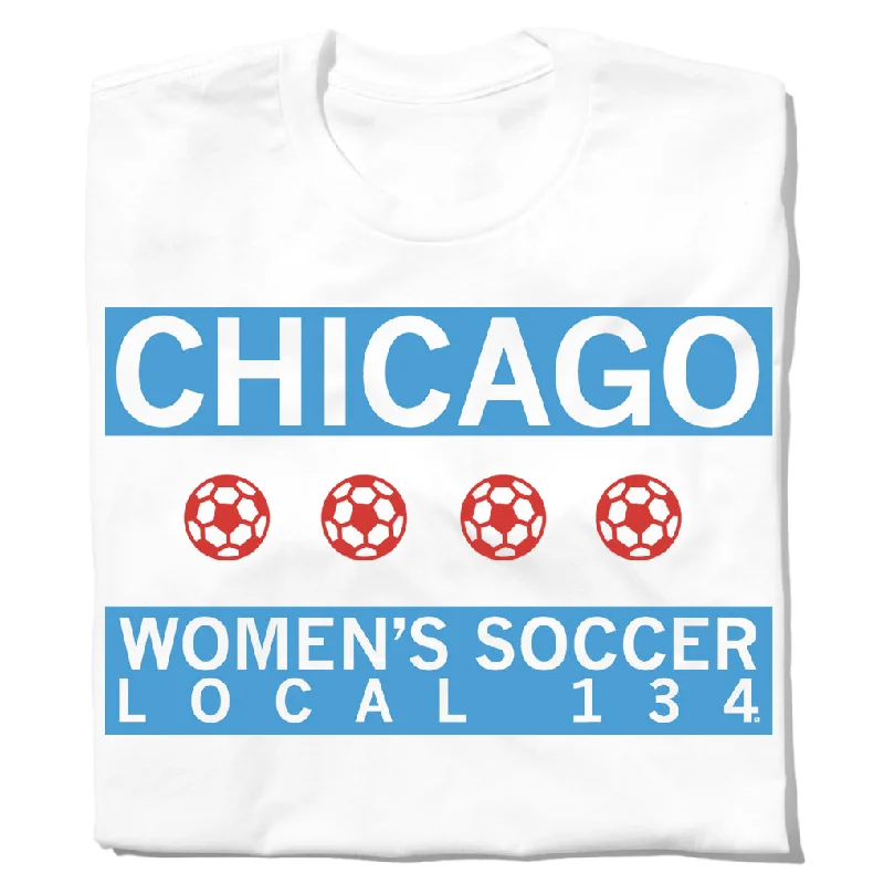 Women's Blouse with Shawl CollarWomen's Soccer Chicago Flag