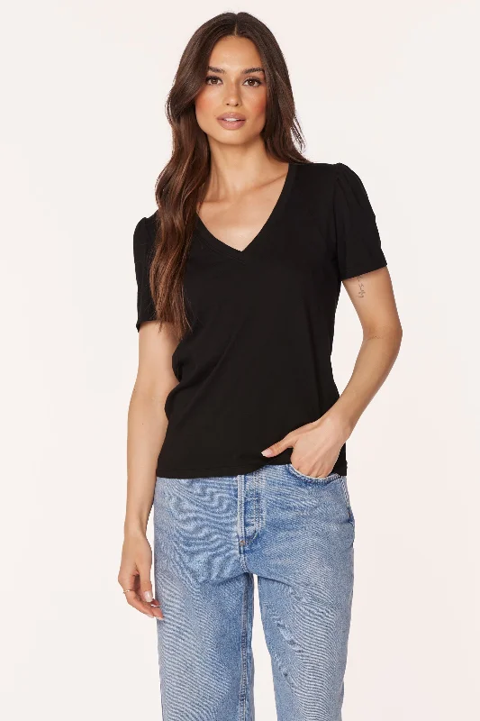 Women's Blouse with Peter Pan CollarV-NECK RAGLAN SEAM TEE