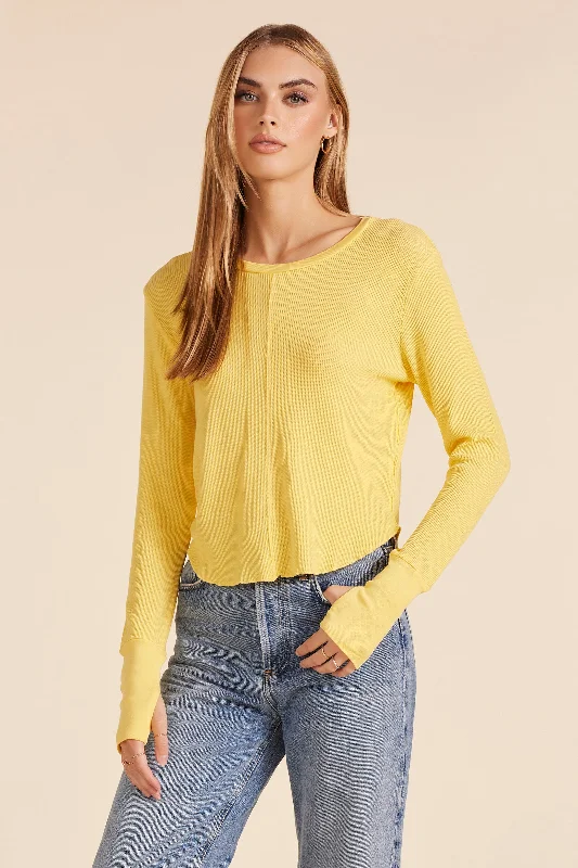 Women's V-Neck BlouseCROPPED BOXY LONG SLEEVE TEE