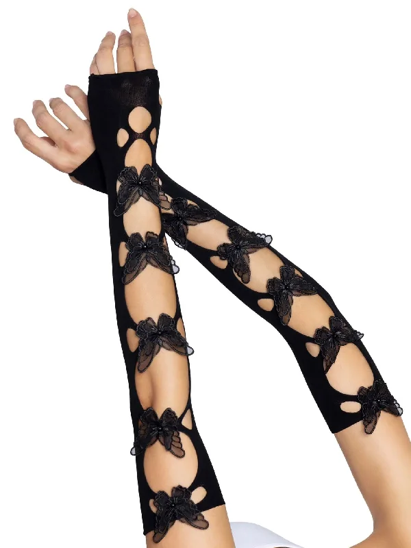 wire-free contour braButterfly Cut Out Arm Warmers - One Size - Black