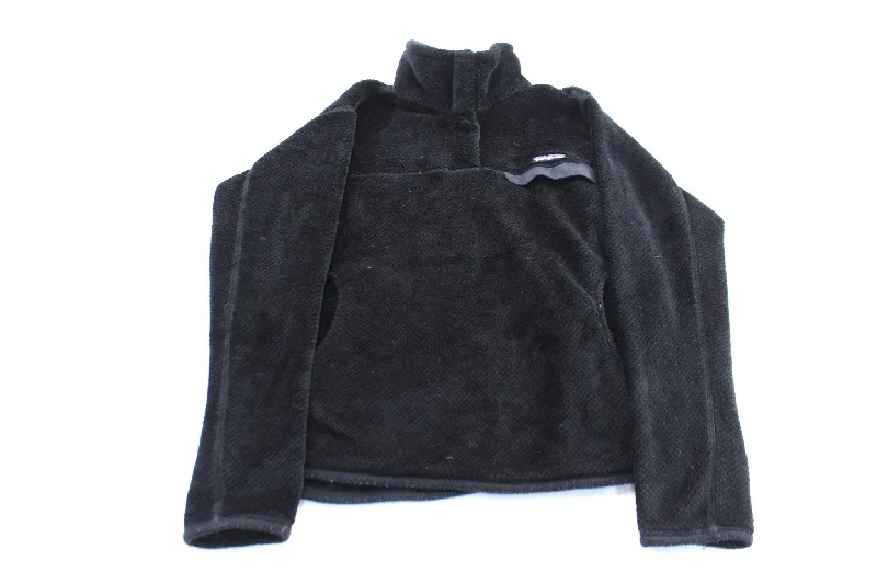 Women's Coats with Fur Trimmed ButtonsWomen's Patagonia Logo Patch Black Snap-T Fleece Pullover