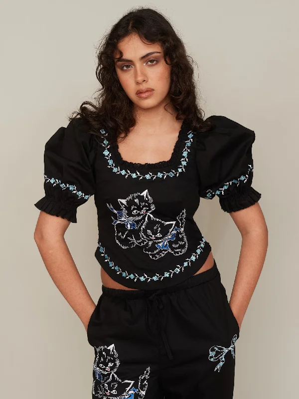 Women's Blouse with V-Shaped CollarLO x Rhi Dancey Kitten Corset Top