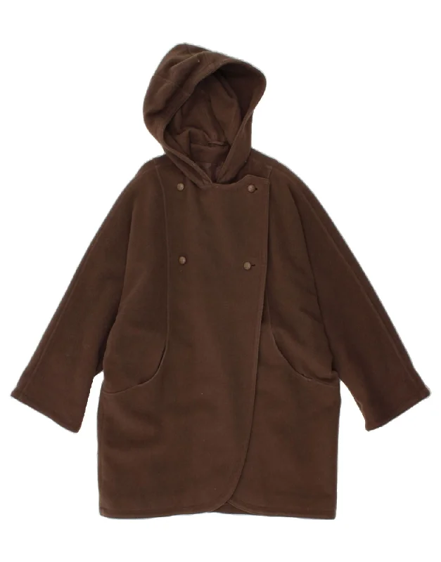 Women's Coats with CollarST MICHAEL Womens Oversized Hooded Overcoat UK 12 Medium Brown Wool