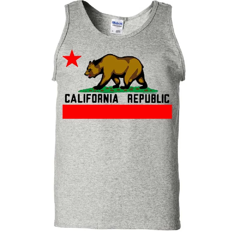 Women's Hooded Sweatshirts with Mid WaistCalifornia Republic Borderless Bear Flag Black Text Asst Colors Tank Top