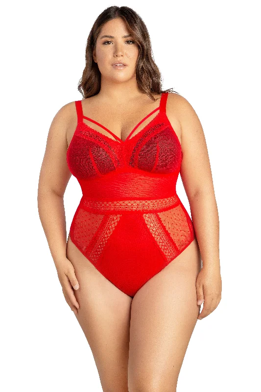 padded balconette braMia Dot Wire Free Padded Mesh Bodysuit