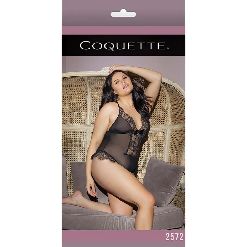 women's pajamas for a good night's sleepTransparent Crossless Lace Teddy - Plus Size