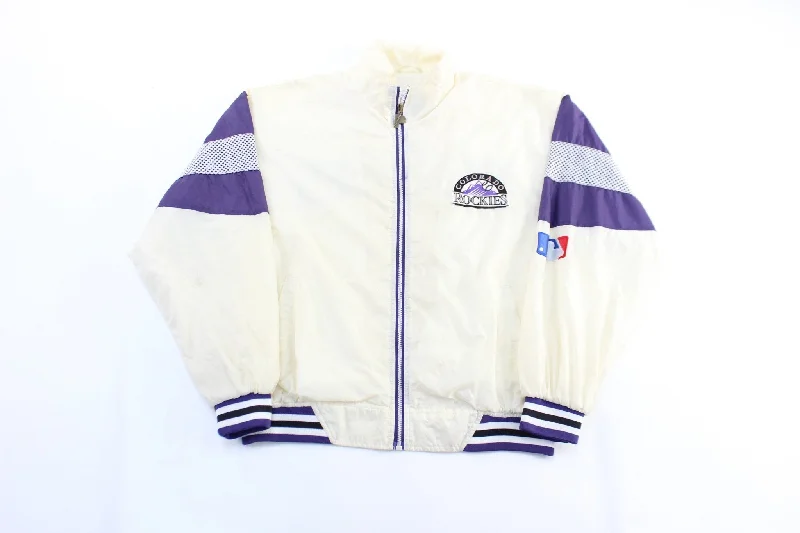 Women's PeacoatsVintage Colorado Rockies Embroidered Pro Player Zip Up Jacket