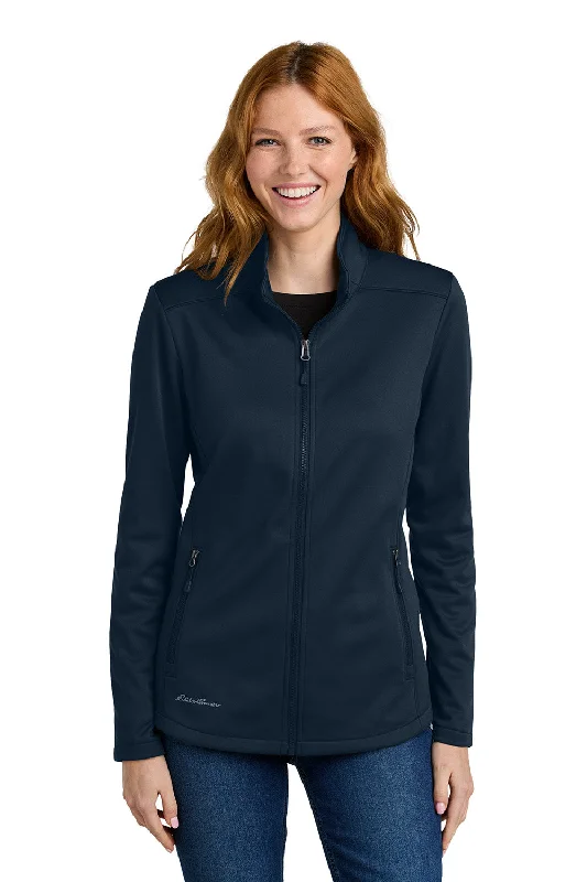 Women's Hooded Zip-Up SweatshirtsEddie Bauer Womens Smooth Fleece Full Zip Sweatshirt w/ Pockets - River Navy Blue - New