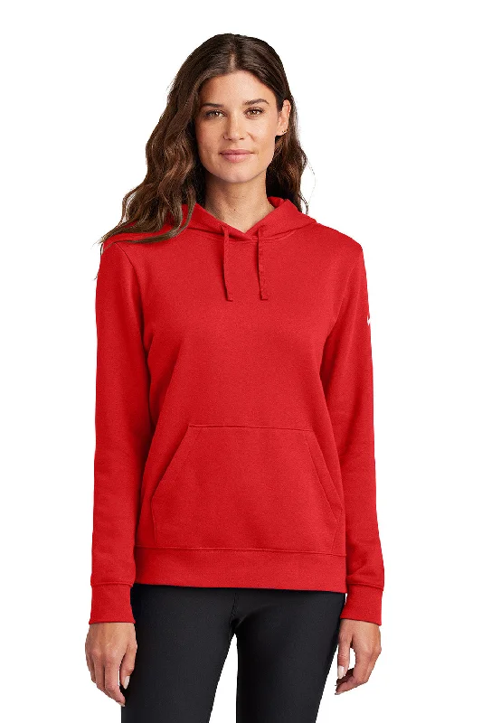 Women's Hoodie JacketsNike Womens Club Fleece Hooded Sweatshirt Hoodie w/ Pouch Pockets - University Red - New