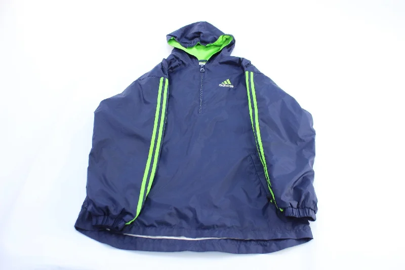 Women's Bomber CoatsVintage Adidas Embroidered Logo Blue & Striped Striped Pullover Jacket