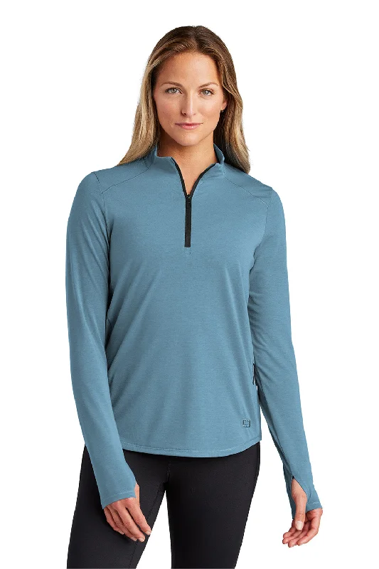 Women's Hooded Sweatshirts with Elastic WaistOgio Womens Motion Moisture Wicking 1/4 Zip Sweatshirt w/ Pocket - Mist Blue - New