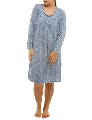 women's pajamas with a subtle shimmerYuu Long Sleeve tulip print Nightdress Y624