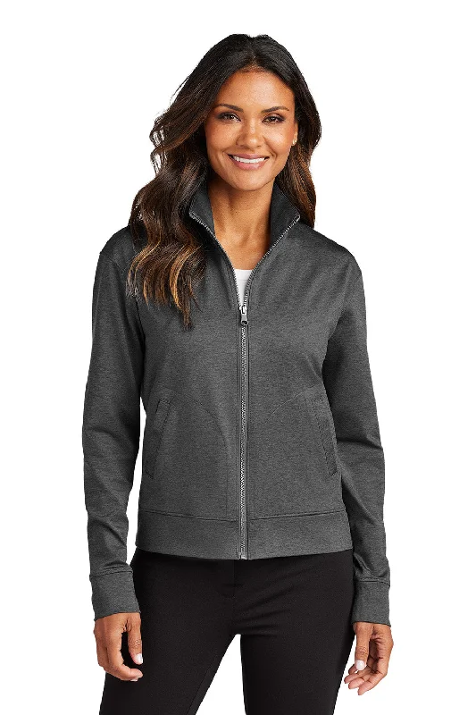 Women's Hooded Sweatshirts with Side PocketsPort Authority Womens C-FREE Double Knit Moisture Wicking Full Zip Sweatshirt w/ Pockets - Heather Steel Grey - New