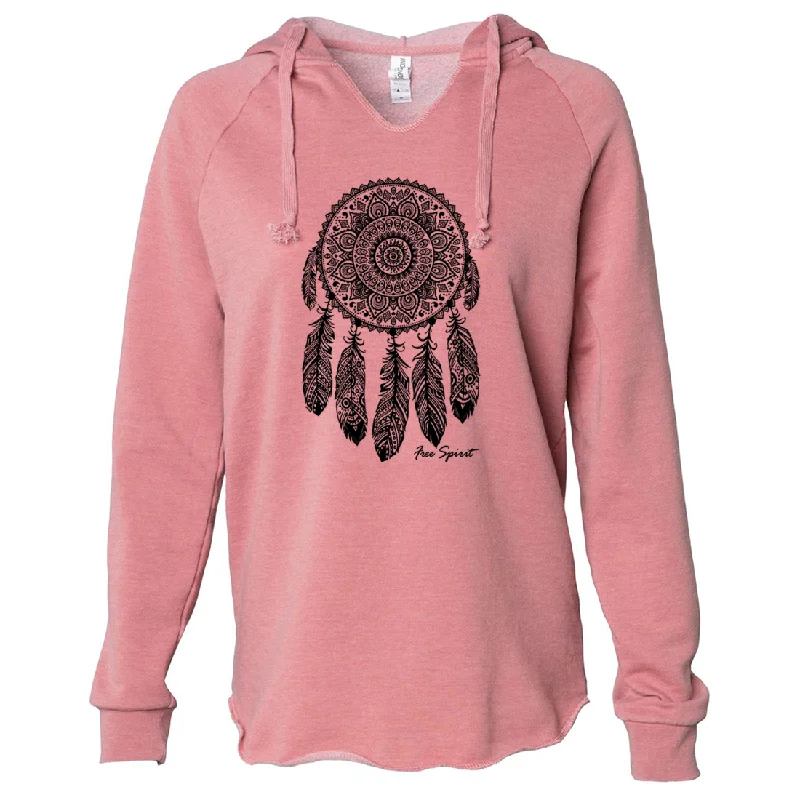 Women's Hooded Sweatshirts with Microfiber LiningNative American Dreamcatcher Free Spirit Black Women's Soft Hooded Pullover