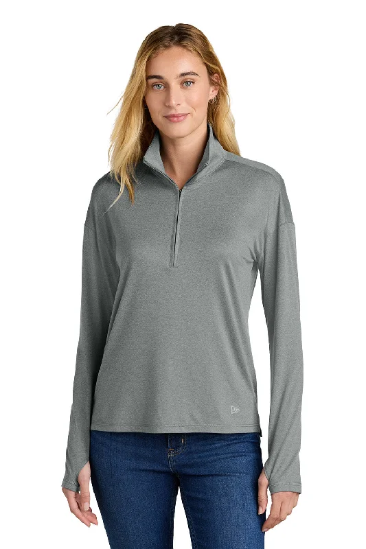 Women's Hooded Sweatshirts with Paisley LiningNew Era Womens Power Moisture Wicking 1/4 Zip Sweatshirt - Heather Shadow Grey - New