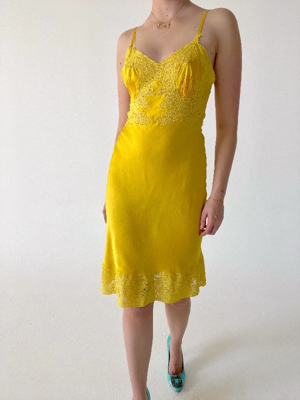 women's pajamas with an elasticized cuffsHand Dyed Sunshine Yellow Silk Slip