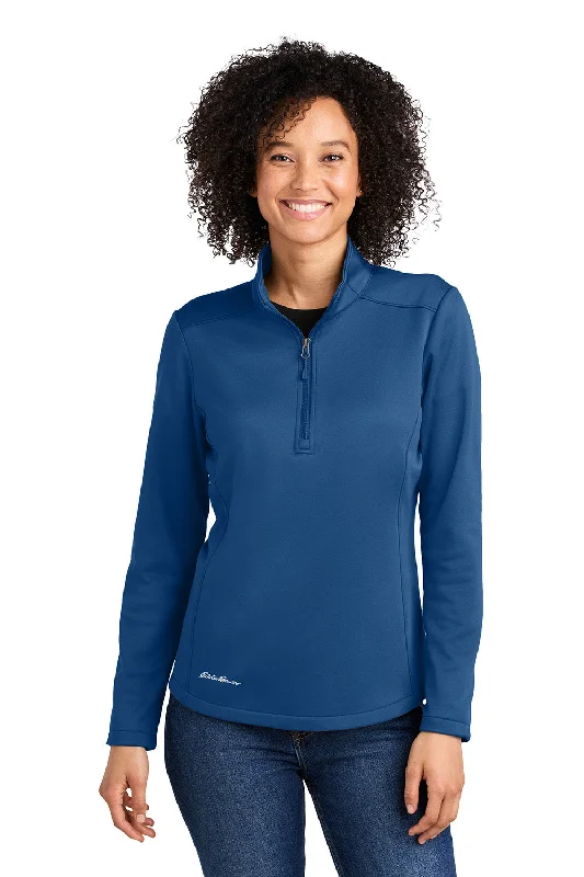 Women's Hooded Sweatshirts with High WaistEddie Bauer Womens Smooth Fleece 1/4 Zip Sweatshirt - Cobalt Blue - New