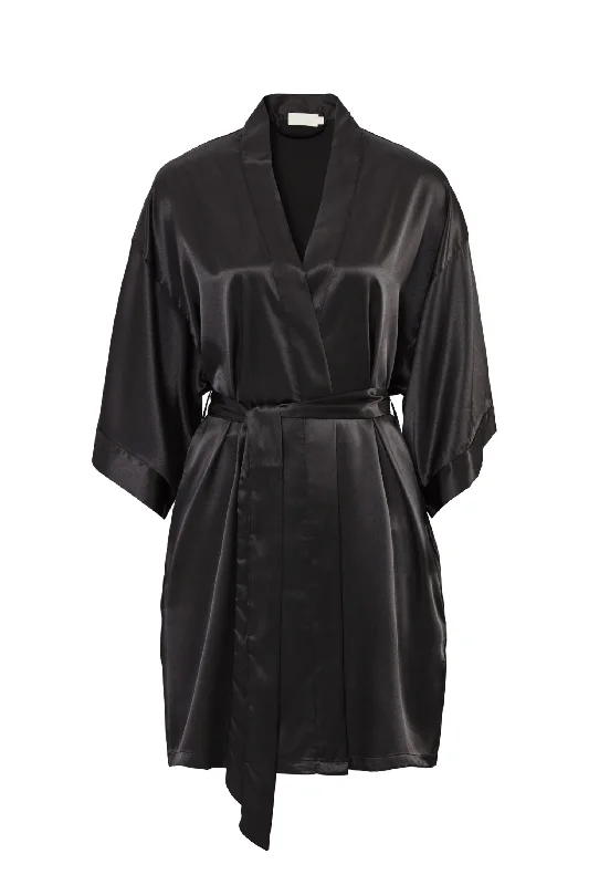 women's pajamas with adjustable waistbandsSATIN ROBE - ONYX