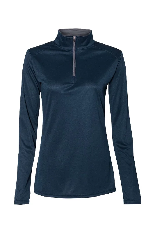 Women's Hooded Sweatshirts with Rayon LiningBadger Womens B-Core Moisture Wicking 1/4 Zip Sweatshirt - Navy Blue/Graphite Grey - Closeout