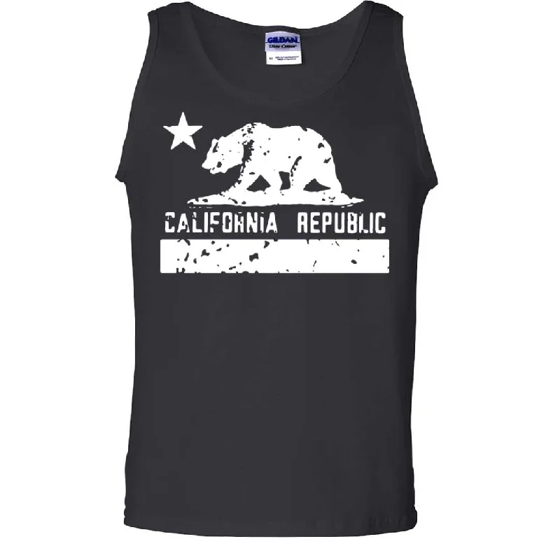 Women's Hooded Sweatshirts with ThumbholesCalifornia Flag White Print Silhouette Asst Colors Tank Top