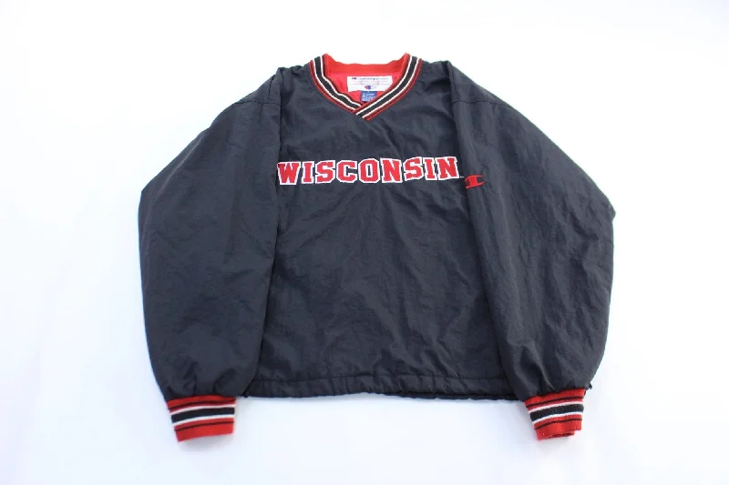 Women's Coats with CollarVintage University of Wisconsin Champion Windbreaker Pullover