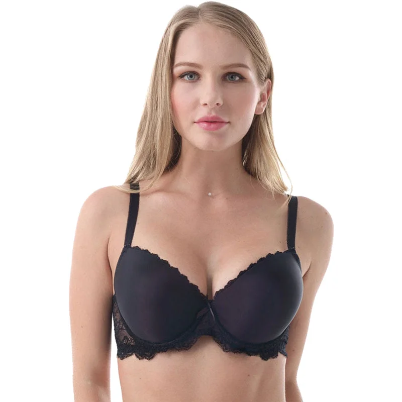 plus-size backless bra with clear strapsFlattering and Supportive: Underwired Plus Size Lace Bra | Your Ultimate Comfort and Style (Black)