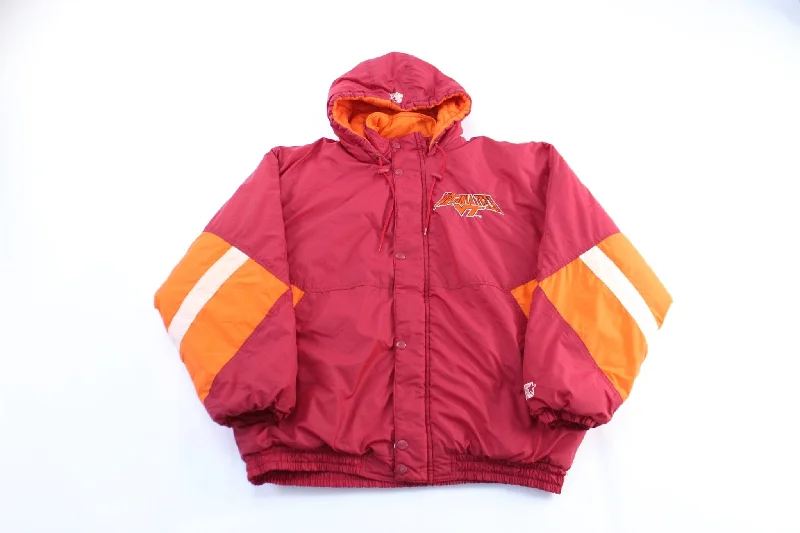 Women's Puffer CoatsVintage Virginia Tech Embroidered Starter Zip Up Jacket