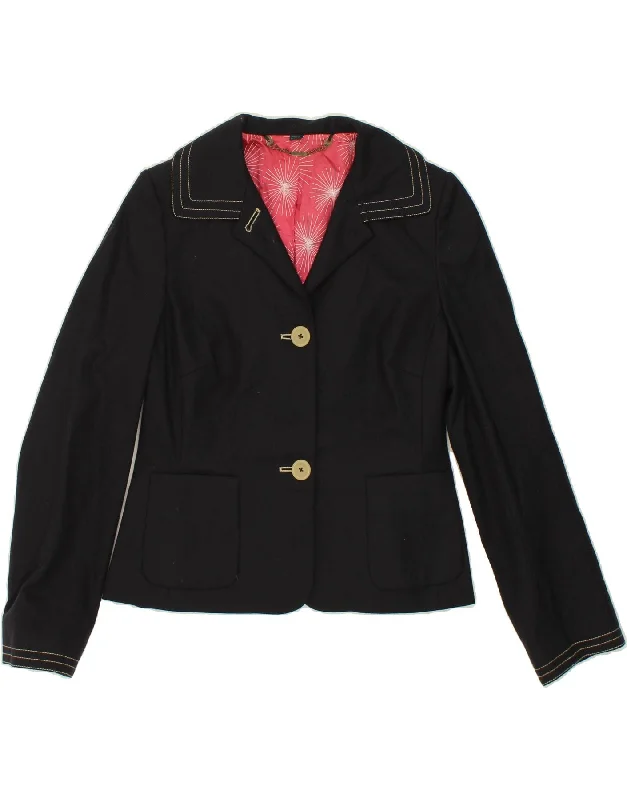 Women's Coats with Fur Trimmed PocketsBODEN Womens 2 Button Blazer Jacket UK 14 Medium Navy Blue Wool