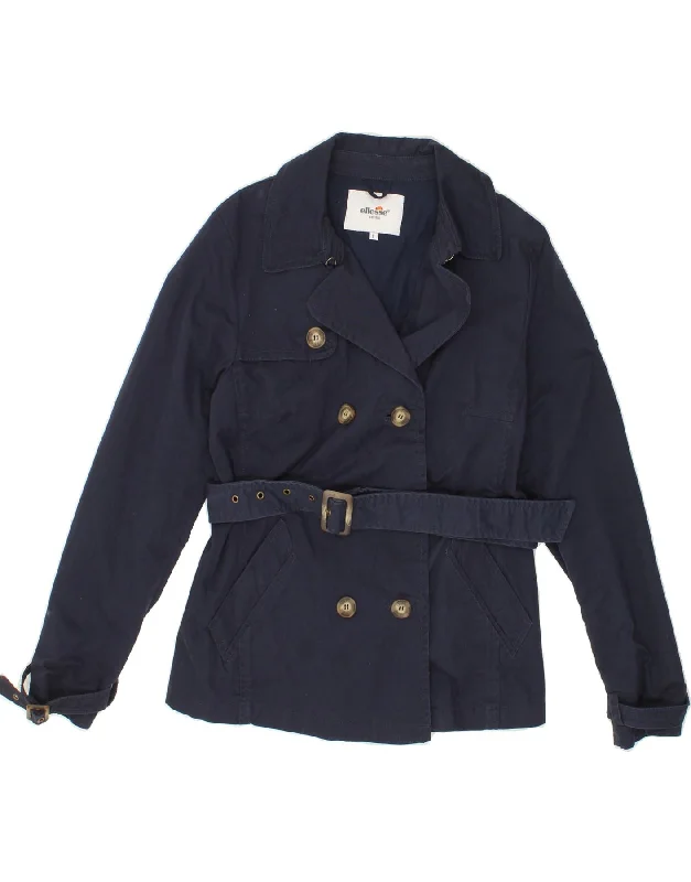 Women's Coats with Fur Trimmed SleevesELLESSE Womens Pea Coat UK 16 Large Navy Blue Cotton