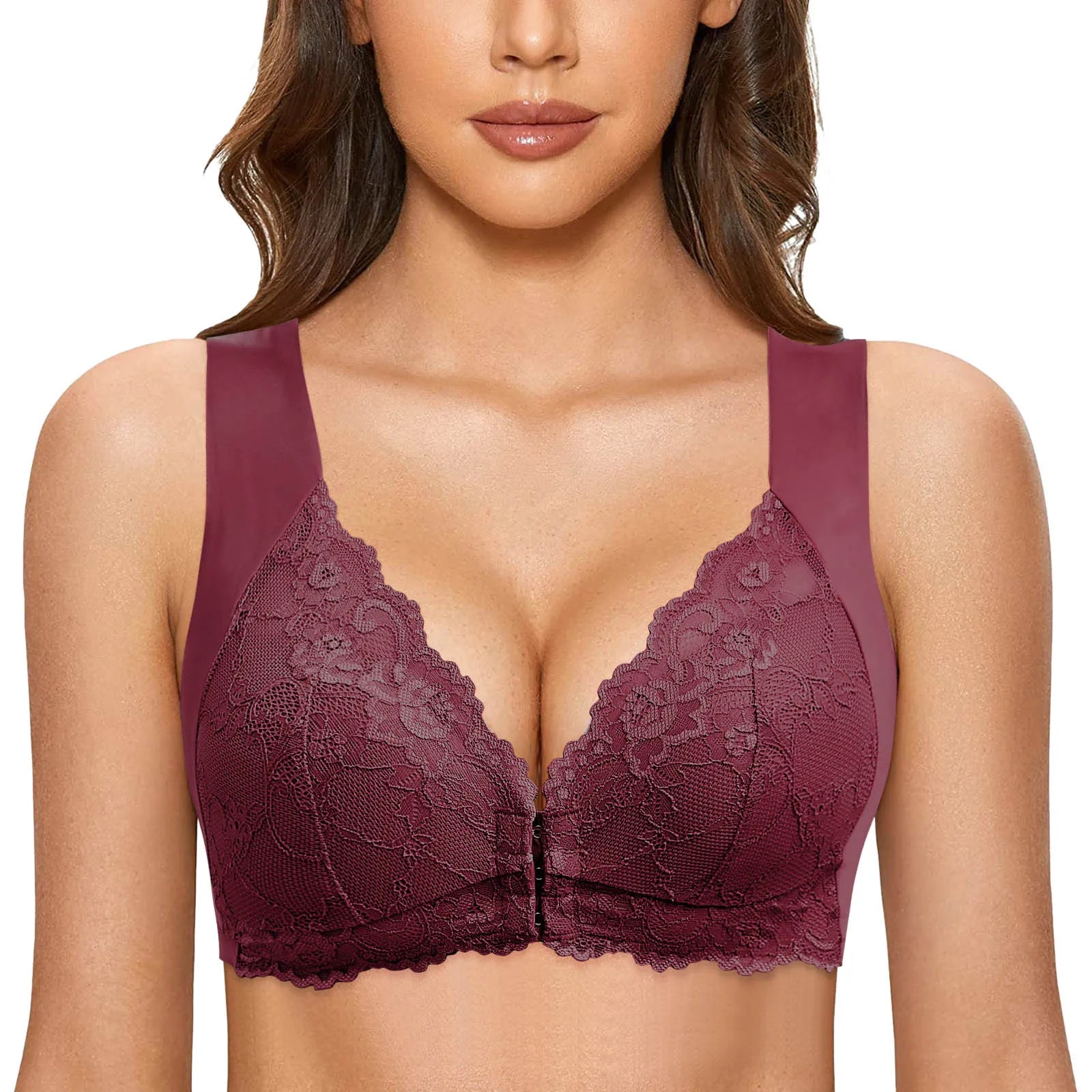 wireless bra with foam cups for shapeFrench Elegance Seamless Front-Closure Bra