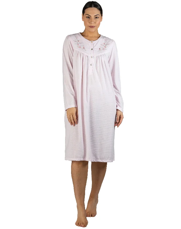 women's pajamas with drawstring waistSHORT LENGTH EMBROIDERED NIGHTIE