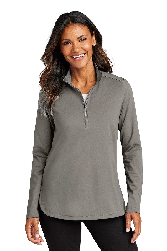 Women's Hooded Sweatshirts with Relaxed WaistPort Authority Womens C-FREE Double Knit Moisture Wicking 1/4 Zip Sweatshirt - Smoke Grey - New