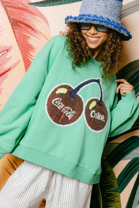 Women's Hooded Sweatshirts with Herringbone LiningLICENSED- Green Cherry Coca-Cola® Sweatshirt