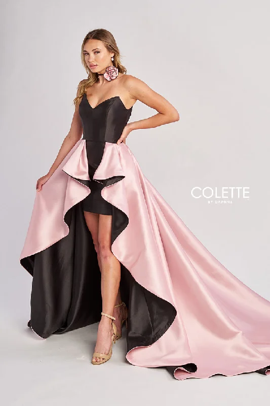 Women's Gathered SkirtsColette by Daphne CL8695 High Low Formal Two Toned Overskirt Prom Dress