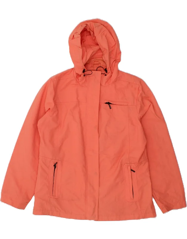 Women's Trench CoatsEDDIE BAUER Womens Hooded Rain Jacket UK 16 Large Orange Nylon