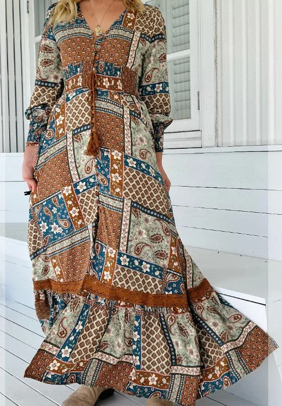 Women's Collarless DressesTeresa Maxi izabelle print