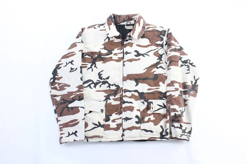 Women's Quilted CoatsVintage Jim Dougherty White Camo Zip Up Jacket