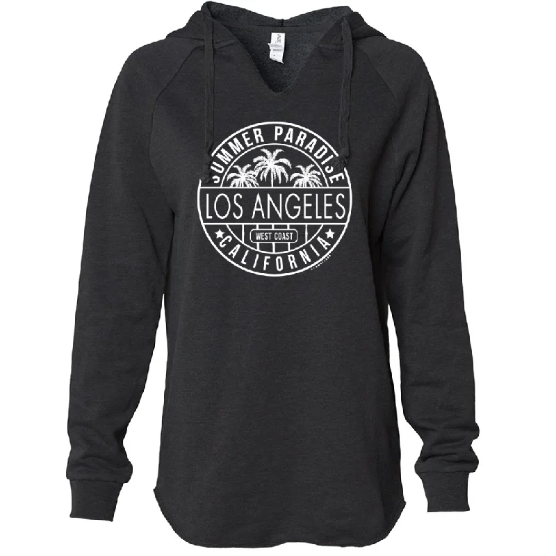 Women's Hooded Sweatshirts with Flannel LiningLos Angeles California West Coast Women's Soft Hooded Pullover