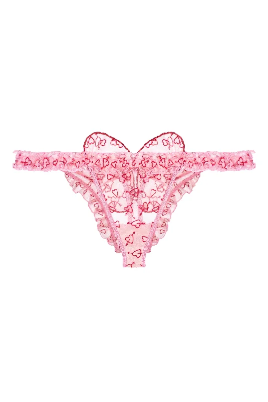 cotton-blend briefs with a built-in bra for added supportCOEUR Ruffled Thongs