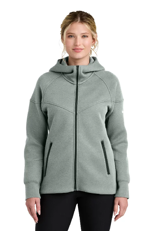 Women's Hooded Sweatshirts with Moisture-Wicking FabricNike Womens Tech Fleece Full Zip Hooded Sweatshirt Hoodie w/ Pockets - Heather Dark Grey - New