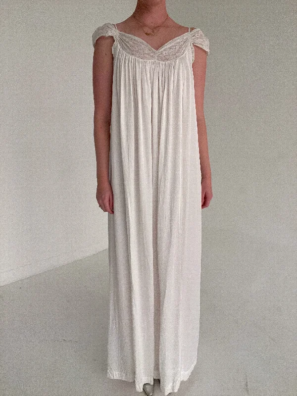 women's pajamas with a touch of elegance1930's Bridal White Satin Slip Dress