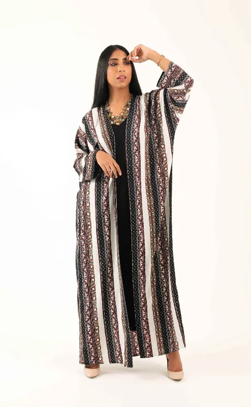 women's pajamas with an elasticized cuffsFloral Slide Kimono Abaya