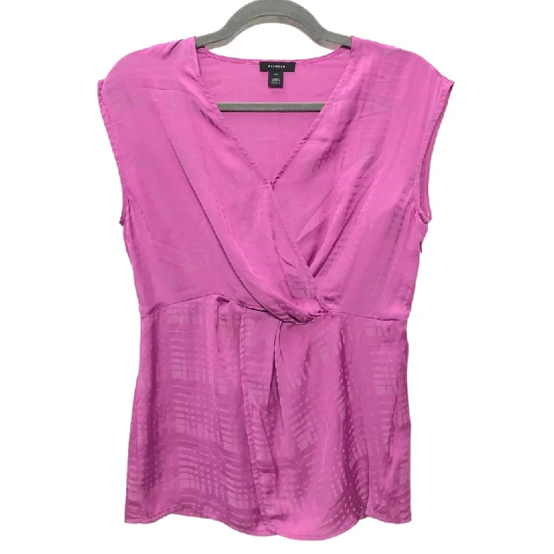 Women's Blouse with Lapel CollarPink Blouse Sleeveless Halogen, Size Xs