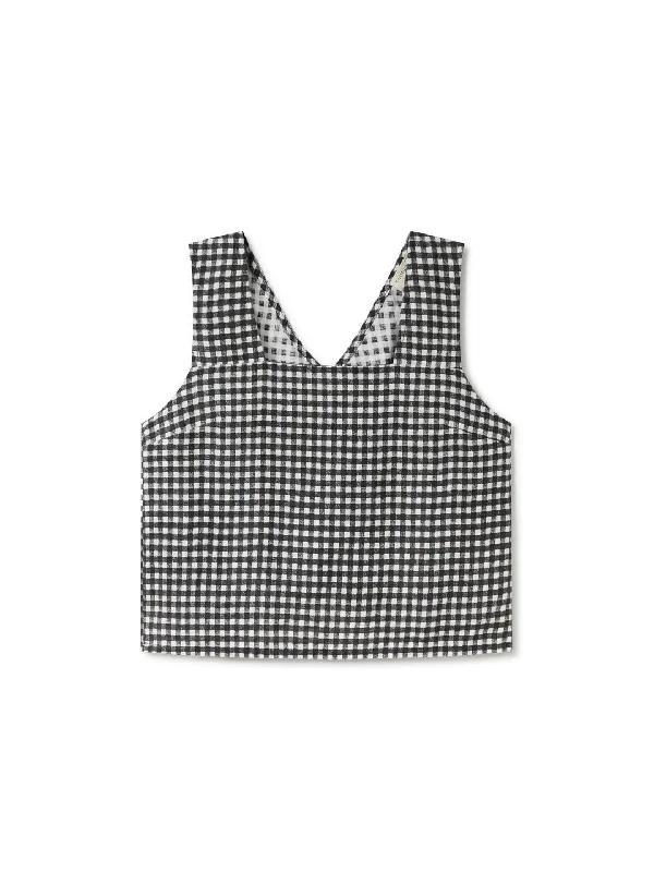 Women's Blouse with Wide CollarVirmaila - Vichy Black and White