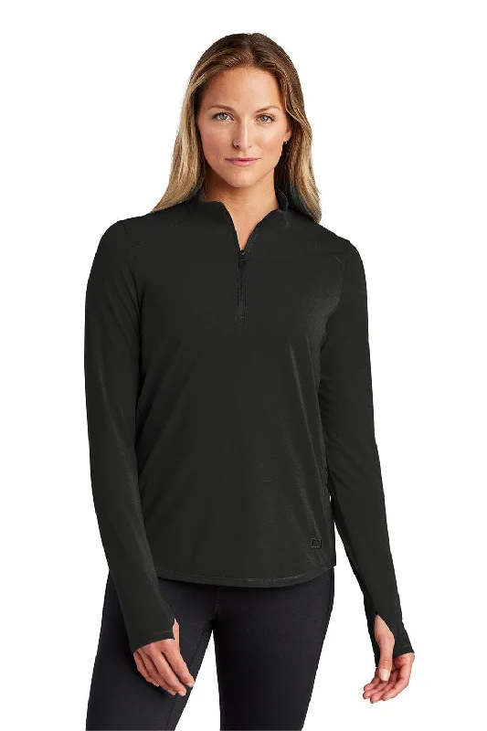 Women's Hooded Sweatshirts with Non-Stretch WaistOgio Womens Motion Moisture Wicking 1/4 Zip Sweatshirt w/ Pocket - Blacktop - New