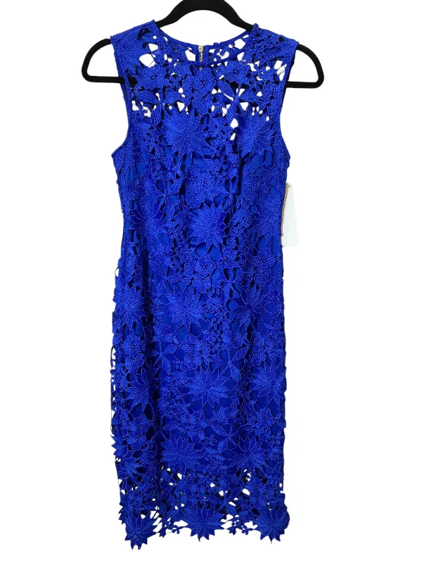 Women's Mandarin-Neck DressesDress Party Midi By Calvin Klein In Blue, Size: Xs