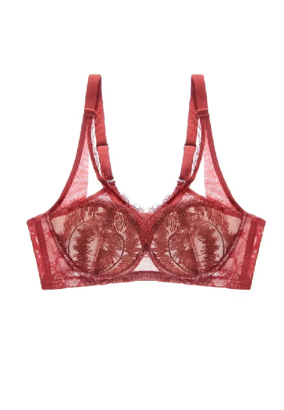 plus-size demi-cup bra with lace overlayDawn Underwired Half Cups Push-Up Bra